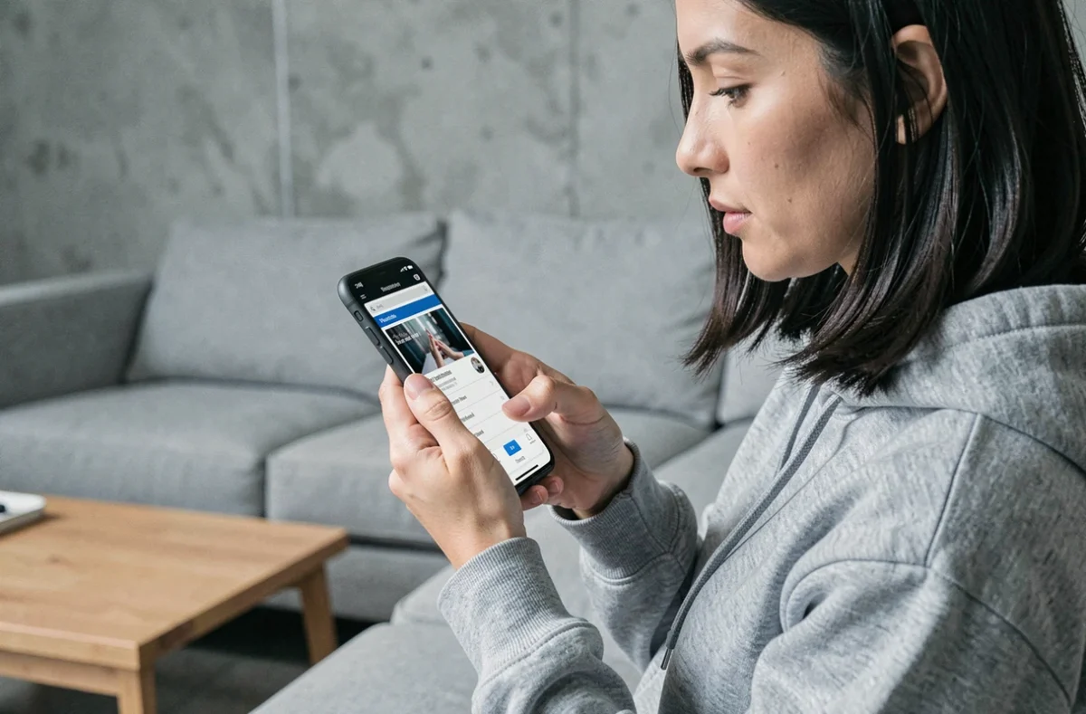 Femme utilisant un smartphone pour accéder à Phoenix Scan en toute sécurité sur mobile