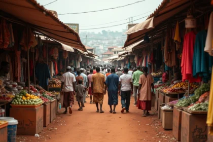 Marché urbain animé à Lagos au Nigeria illustrant la forte croissance démographique en Afrique subsaharienne