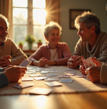 Famille multigenerational jouant aux cartes à la maison