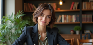 Terme neutre pour ‘joli’ : comment choisir la bonne expression en français moderne ? Femme assise au café écrivant dans un carnet à Paris