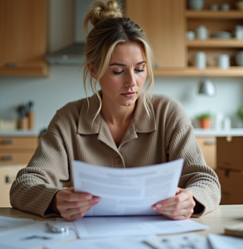 Vendre ma maison avant 5 ans : contraintes et solutions pour la revente rapide Femme examinant des documents immobiliers à la maison