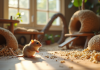 Hamster russe explorant un habitat spacieux et bien conçu