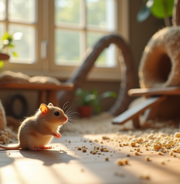 Hamsters russes : comment aménager leur habitat pour leur bien-être ? Hamster russe explorant un habitat spacieux et bien conçu