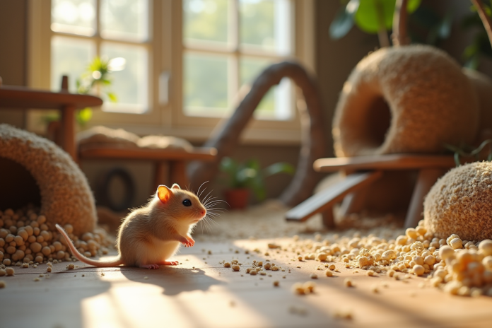 hamster-russe-habitat-spacieux Hamster russe explorant un habitat spacieux et bien conçu