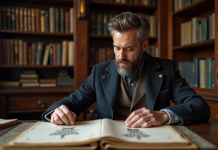 Fondateur du mode : qui l’a créé et pourquoi ? Histoire et influence Homme d'âge moyen étudiant des croquis de mode vintage