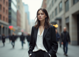 Vêtement androgyne : définition, styles et conseils pour le choisir Jeune adulte en mode urbain avec blazer et pantalon large