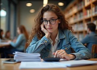 Prêt étudiant : quel est le montant maximum ? Conseils et astuces Jeune femme en bibliothèque étudiant ses prêts étudiants