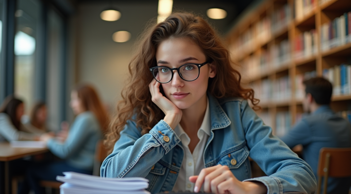 Prêt étudiant : quel est le montant maximum ? Conseils et astuces Jeune femme en bibliothèque étudiant ses prêts étudiants