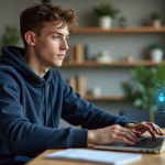 VPN : vérifiez qui peut voir votre activité en ligne avec un VPN Jeune homme en hoodie utilisant un VPN sur son ordinateur