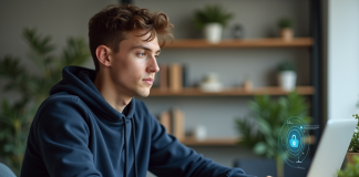 VPN : vérifiez qui peut voir votre activité en ligne avec un VPN Jeune homme en hoodie utilisant un VPN sur son ordinateur