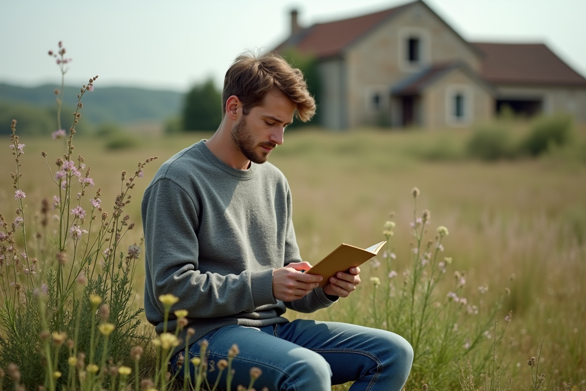 Jeune homme examine une recette d