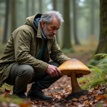 Comment distinguer un bolet au beau pied : guide complet pour les mycologues Mycologue examinant un boletus dans la forêt dense