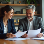 Partenaire co-brandé : définition, avantages et exemples pour votre stratégie Deux professionnels examinent des maquettes d'emballages de produits