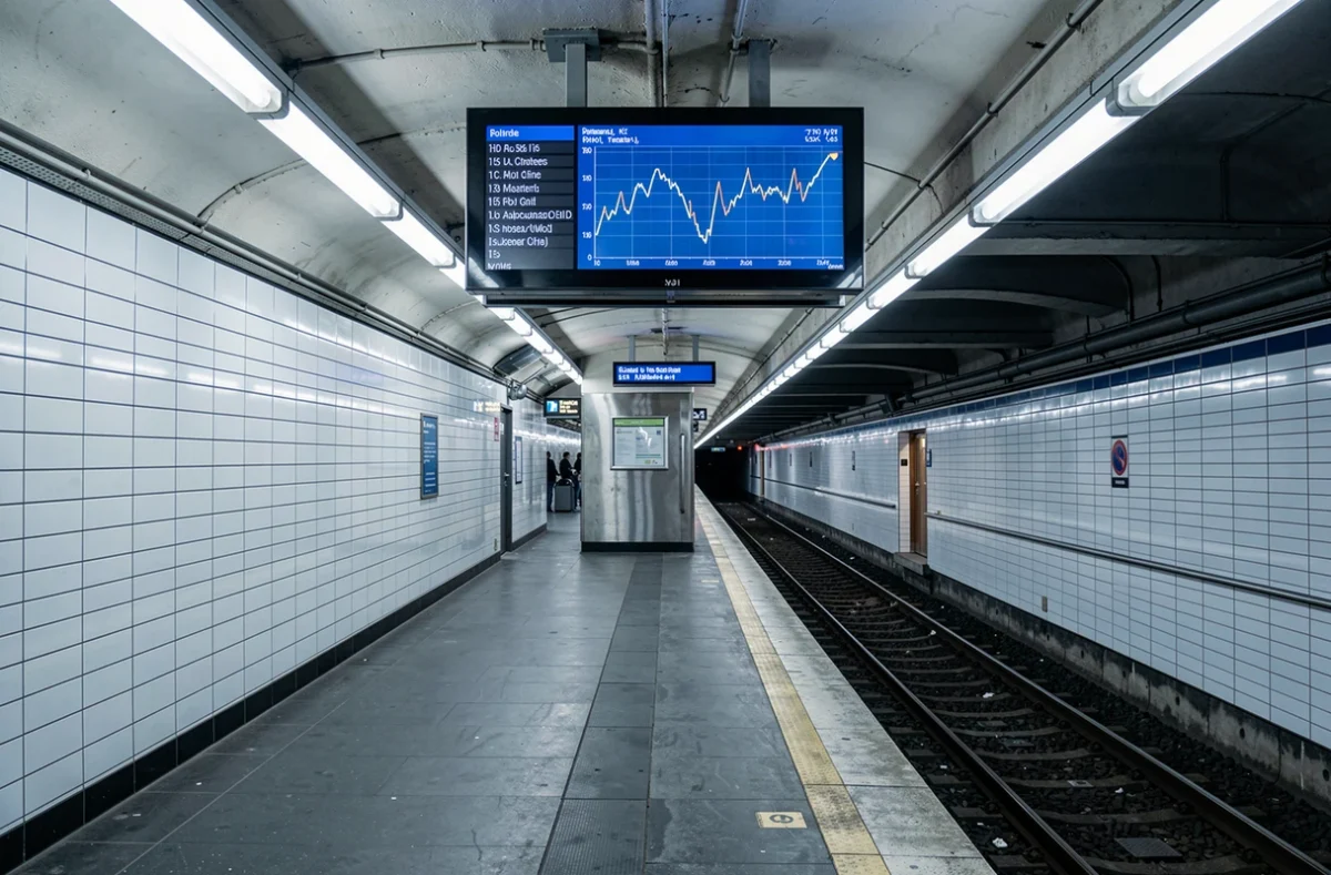 Quai de métro parisien avec écran d'information voyageurs