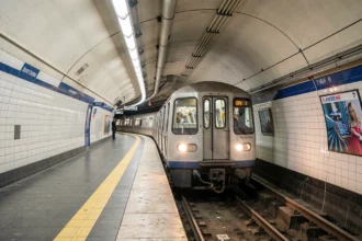 Rame de métro arrivant sur un quai souterrain parisien