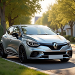 Renault Clio 3 Phase 2 stationnée dans une rue calme ensoleillée