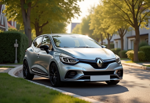 Renault Clio 3 Phase 2 stationnée dans une rue calme ensoleillée
