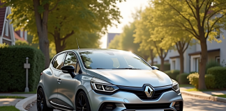 Renault Clio 3 Phase 2 stationnée dans une rue calme ensoleillée